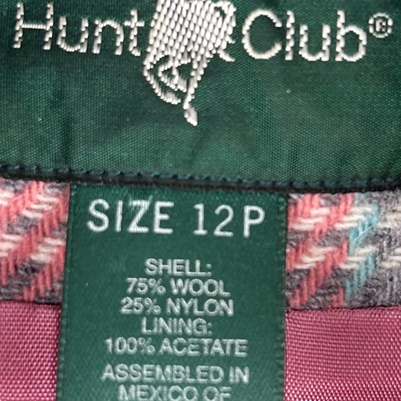 Vintage Hunt Club women’s pink plaid wool blend blazer size 12P - Picture 4 of 9